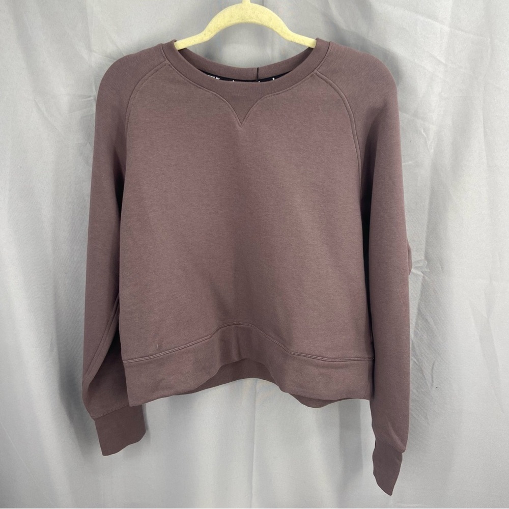Public Rec Womens Luxe Fleece Crew Neck Sweatshirt size Large NWT Plum